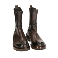 Chelsea boots testa di moro in pelle, tacco 3,5 cm , Primadonna, 205317307PEMORO035, 002a