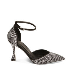 Décolleté argento con strass, tacco 9,5 cm, Primadonna, 222126316MPARGE035, 001a