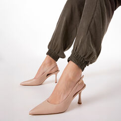 D&eacute;collet&eacute; slingback beige tacco 8 cm, Primadonna, 274929701EPBEIG036, 002a