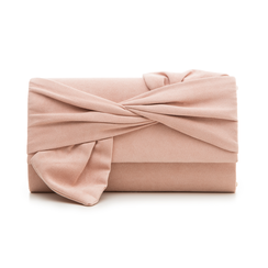 Pochette rosa nude in microfibra con fiocco,