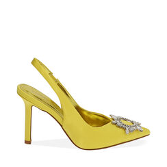 Slingback en satin jaune, talon 10 cm , 192139020RSGIAL036, 001a