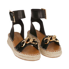Sandali maxi-chain neri, zeppa 4,5 cm , 194901926EPNERO036, 002a