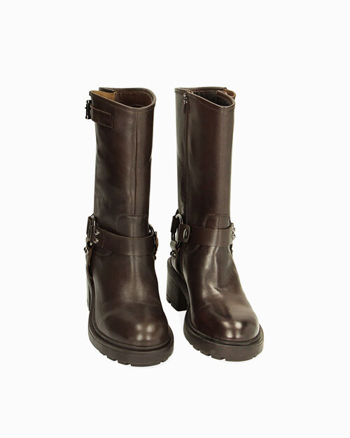 ZAPATOS BIKER PIEL MORO, DK BROWN