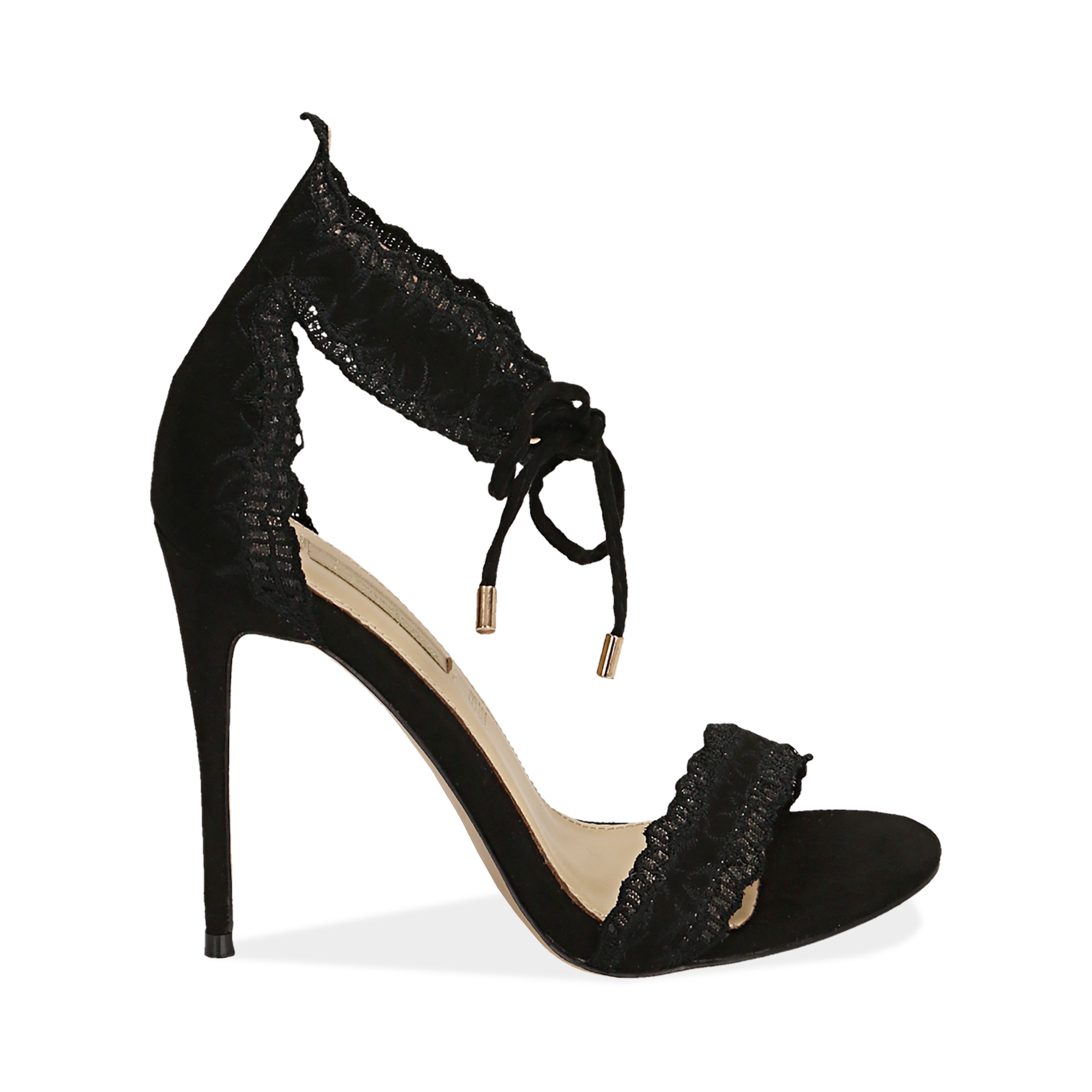 Sandalias en microfibra color negro, tacón 11 cm | Primadonna Collection