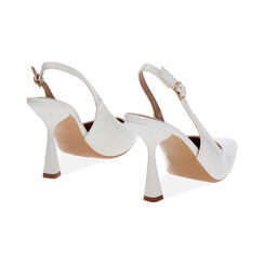 Décolleté slingback donna bianche in vernice, tacco 7,5 cm, Primadonna, 254912902VEBIAN035, 004 preview