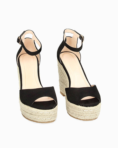 CHAUSSURES POUR FEMMES SEMELLES COMPENS&Eacute;, BLACK