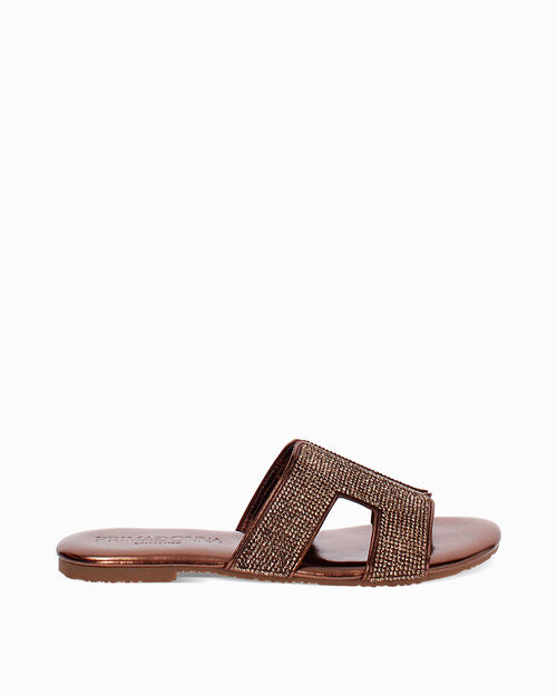 ZAPATOS FLAT LAMINADO PIEDRAS BRON, BRONZE