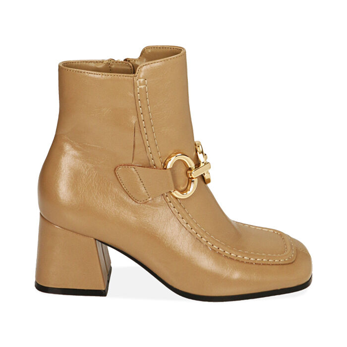 Ankle boots beige, tacco 6,5 cm , Primadonna, 20L440033EPBEIG035