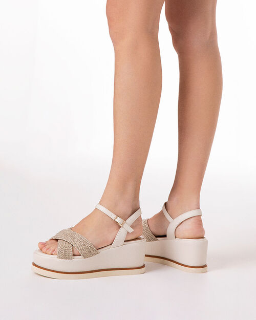 Zeppe beige con tacco 6,6 cm, BEIGE