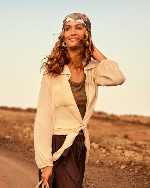Camiseta sin mangas taupe de estilo vers&aacute;til, TAUPE