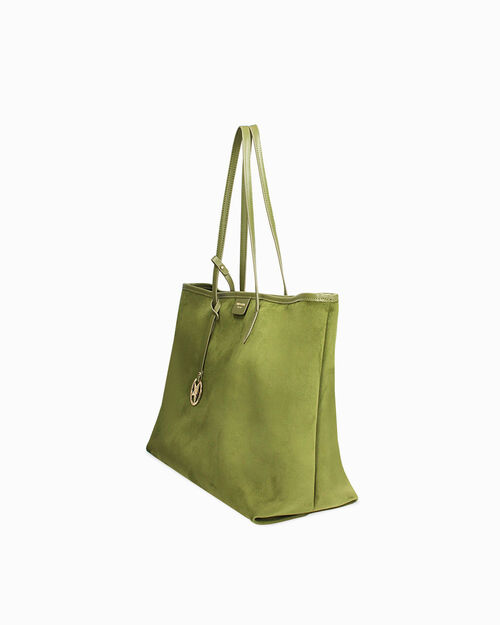 Borsa a spalla verde con ciondolo dorato, GREEN