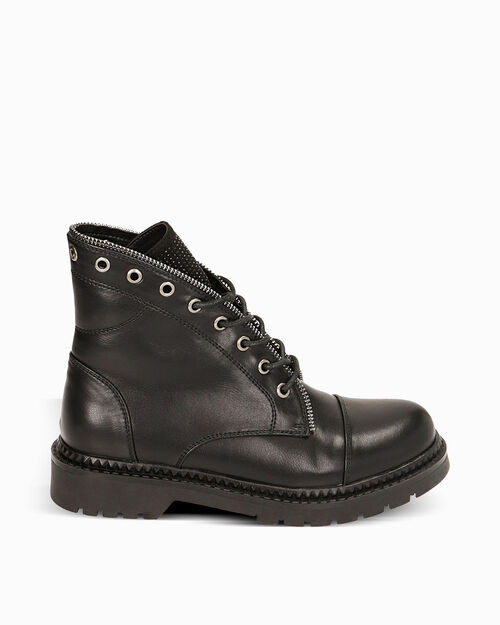 Anfibi neri con pattina in strass, BLACK