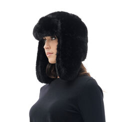 Chapeau noir avec couvre-oreilles, 24B424508FUNEROUNI, 002a