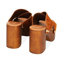 Sandali cognac in camoscio, tacco 9 cm, Primadonna, 214387855CMCOGN036, 003 preview