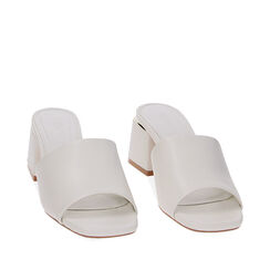Mules Open Toe bianche, tacco 6 cm, Primadonna, 234922309EPBIAN036, 002a
