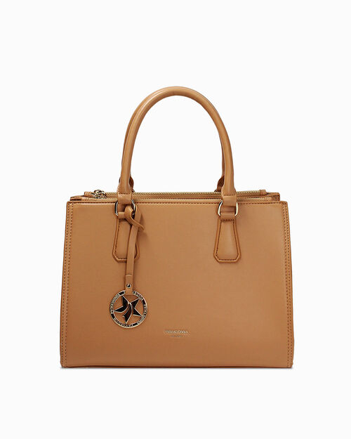 Bolso de mano camel con bandolera removible, CAMEL