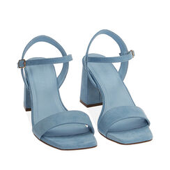 Sandali celesti in microfibra, tacco 7 cm , Primadonna, 194946332MFCELE040, 002a