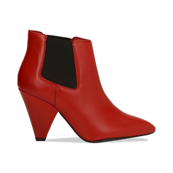 Chelsea Boots rossi in vera pelle, tacco a cono 9 cm, Primadonna, 12D613910VIROSS037, 001 preview