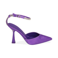 Décolleté slingback viola in raso, tacco 9,5 cm, Primadonna, 214912910RSVIOL036, 001 preview