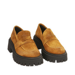 Mocassini chunky cognac in camoscio , Special Price, 187204433CMCOGN035, 002a