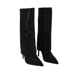 Botte noir-noir haute en microfibre, 242102025MPNENE035, 002a