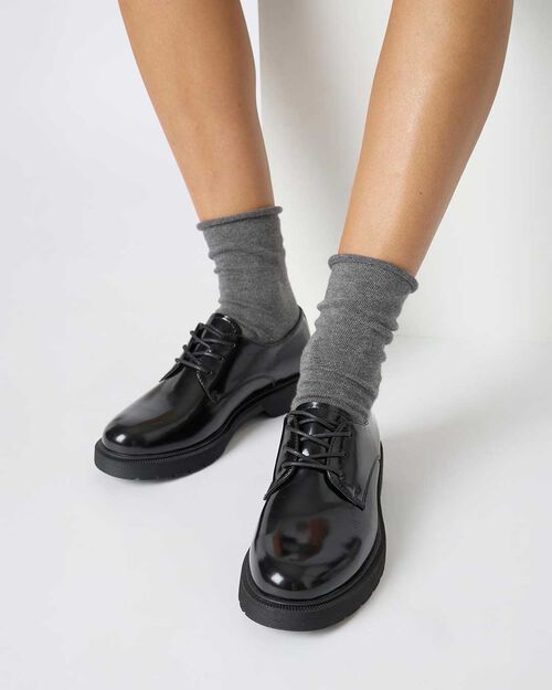 CHAUSSURES POUR FEMMES OXFORD SYNTHETIQU, BLACK