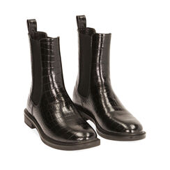 Botines Chelsea negros con estampado de cocodrilo, Special Price, 180611411CCNERO035, 002a