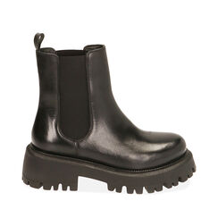 Chelsea boots in pelle nera, tacco 5,5 cm , 20N515066PENERO038, 001a