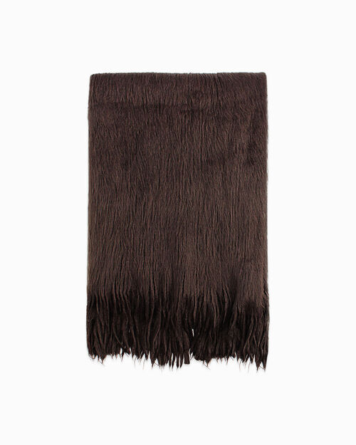 Dark brown scarf with fringes, DK BROWN