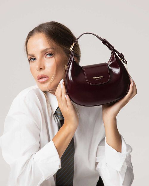 Mini bag burdeos con detalle dorado, BURGUNDY