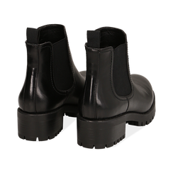 Chelsea boots neri in eco-pelle, tacco 4,5 cm , Scarpe, 143096910EPNERO036, 004 preview