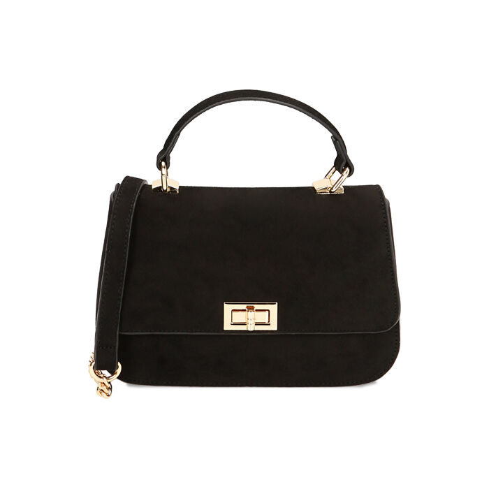 Mini bag nera a mano in microfibra, Primadonna, 215124677MFNEROUNI