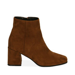 Ankle boots cognac in microfibra, tacco 7 cm , Special Price, 204988212MFCOGN036, 001a