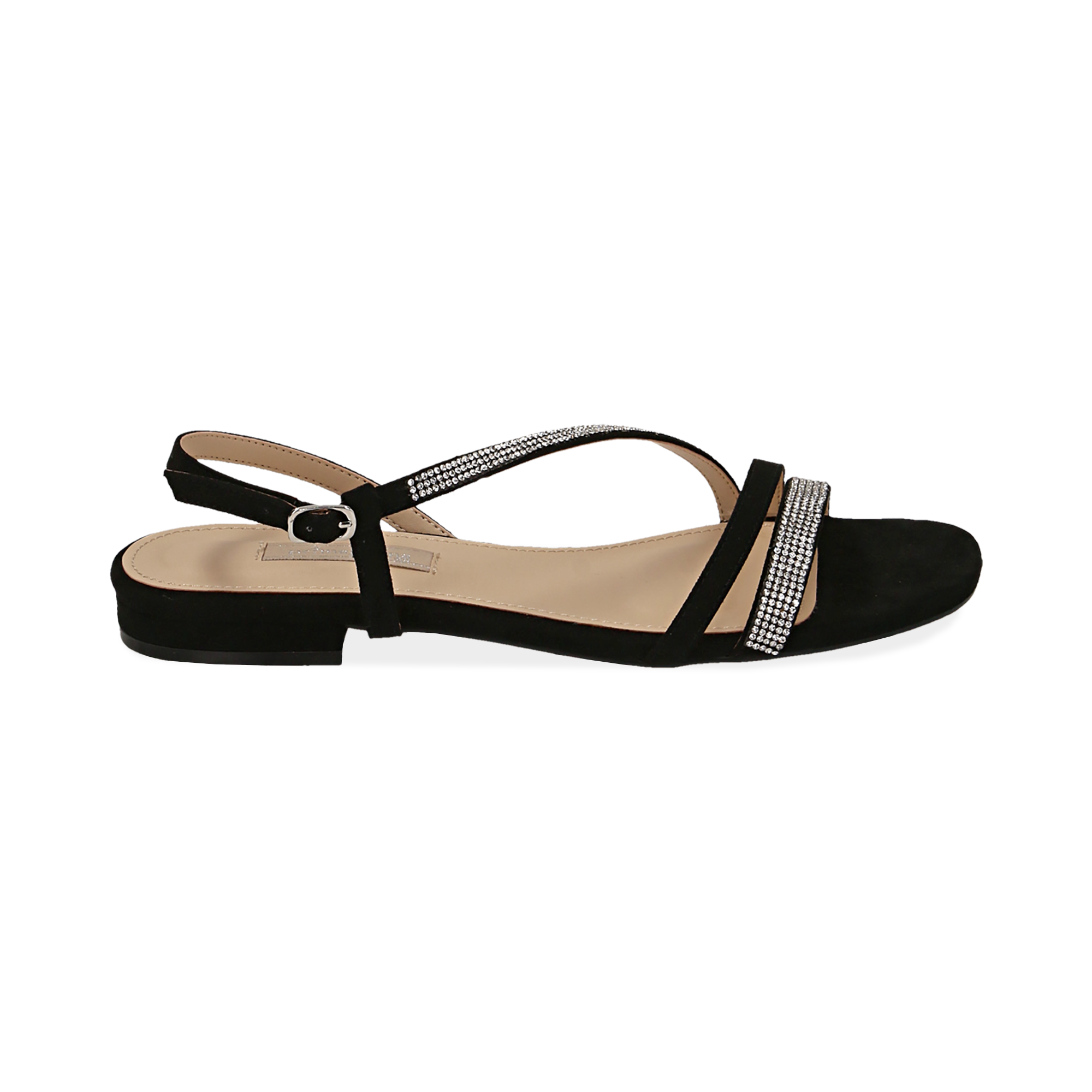 Sandali flat neri in microfibra con strass BLACK Donna | Sandali Bassi  Primadonna Collection ~ Lorenzo Guida
