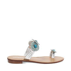 Sandali bassi donna argento con pietre blu in laminato, Primadonna, 254916842LMARBL035, 001a