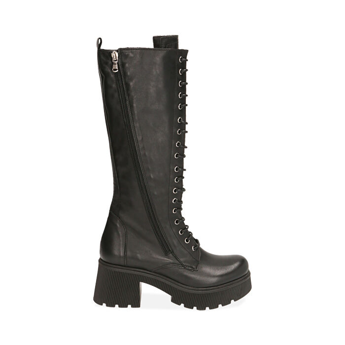Anfibi neri clearance con tacco