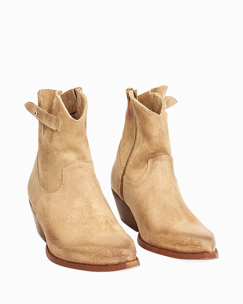 Tronchetto texano in camoscio taupe, TAUPE