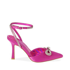 Slingback en satin fuchsia, talon 9,5 cm , 192126302RSFUCS036, 001a