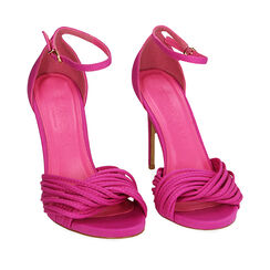 Sandales en lycra fuchsia, talon 10,5 cm , 192131028LYFUCS036, 002a