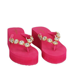 Ciabatte infradito fucsia in pvc, zeppa 5 cm , 19J100139PVFUCS037, 002a