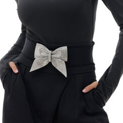 Ceinture noire en tissu avec nœud, 24B400206TSNEROUNI, 001a