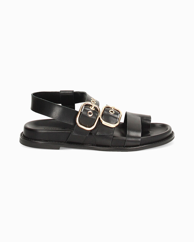 Sandali bassi donna neri in pelle image number null