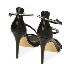 Sandali neri con strass, tacco 10 cm, Primadonna, 212174221EPNERO036, 003 preview