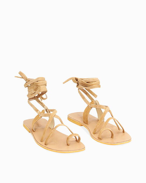 WOMEN SHOES FLAT SUEDE COGN, COGNAC