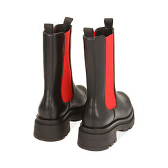 Chelsea boots nero/rossi, tacco 5 cm , Primadonna, 180610101EPNERS037, 004 preview
