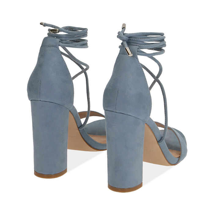 Sandalias de microfibra con cordones celeste@ tacón 10@5 cm | Colección  Primadonna Collection