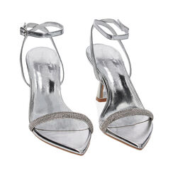 Sandali argento in laminato con pietre, tacco 8 cm, Primadonna, 234948321LPARGE041, 002 preview