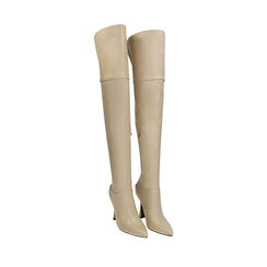Botas sobre las rodillas color crema, tacón 10,5 cm, Primadonna, 202139612EPPANN035, 002a