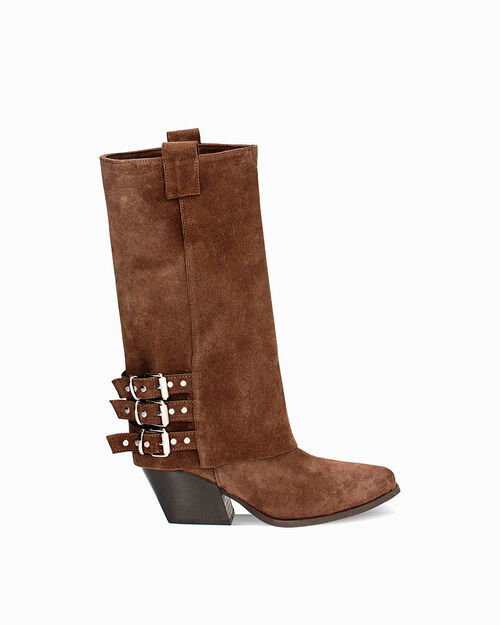 WOMEN SHOES DEMI-BOOT SUEDE MORO, DK BROWN