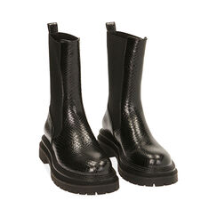 Chelsea boots noires imprimé vipère, talon 5 cm , Soldes, 180611270EVNERO036, 002 preview